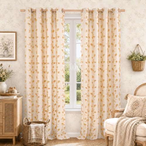 BGment Yellow Linen Curtains for Living Room 90 inches Long - 2 Panels - color: Yellow, size: 52"W x 90"L (Pack of 2)