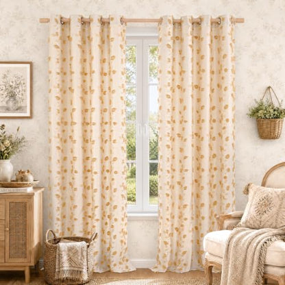 BGment Yellow Linen Curtains for Living Room 90 inches Long - 2 Panels - color: Yellow, size: 52"W x 90"L (Pack of 2)