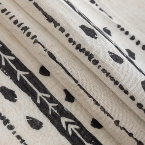 Black Boho Linen Curtains for Living Room 63 Inch Length 2 Panels - color: Black, size: 52"W x 63"L (Pack of 2)