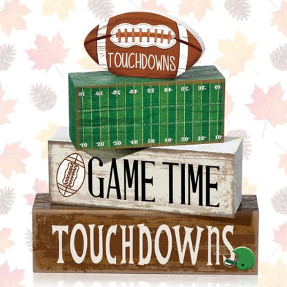 Yuntau 4 Pcs Fall Football Table decoration Centerpieces Wooden Blocks sign - style: Football