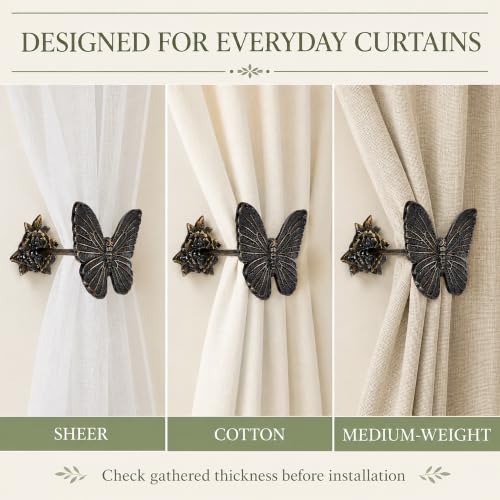 Butterfly Curtain Holdbacks Rustic Metal Set of 2