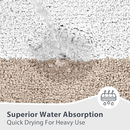 anllugs Bathroom Rugs, 24" x 60" Soft Bath Rugs, Beige & White - color: Beige & White, size: 24" X 60"
