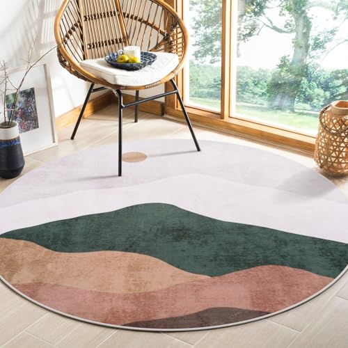 4ft Abstract Round Rug, Mountain Grey Circle Area Rugs Soft Washable - color: Grey, size: 4' (Round)