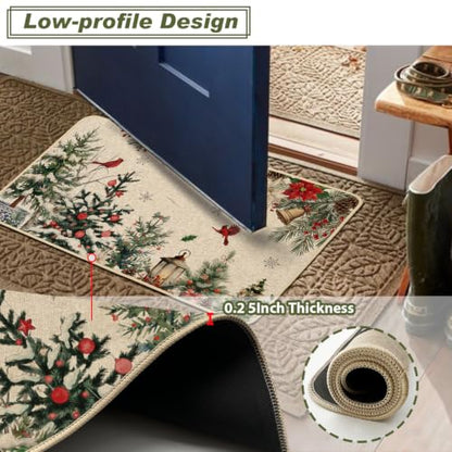 Baccessor Christmas Kitchen Rugs Set of 2, 17x29 and 17x47 Inch - color: Xmas Trees