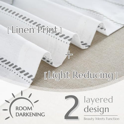 jinchan Stripe Linen Window Valance Curtain, 50x16, 1 Panel, Grey - color: Nautical Striped Grey on White, size: 50"W x 16"L (Pack of 1)