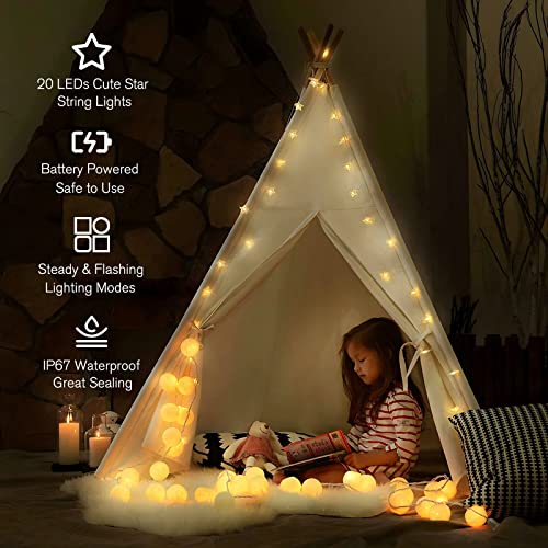ANJAYLIA 20 LED Star Lights, 10FT Battery Operated Fairy Light, Warm White - color: Warm White 10 FT