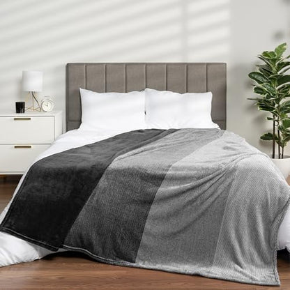 PAVILIA Black Ombre Fleece Throw Blanket for Couch Sofa Bed, 60x80 Twin - color: Gradient - Black, size: 60 x 80 Inches - Twin