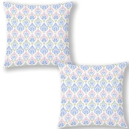 Pink Blue Green Floral Block Print Pillow Covers 18x18 Set of 2 - color: Blue Pink and Green-9, size: 18" x 18" (Pack of 1)