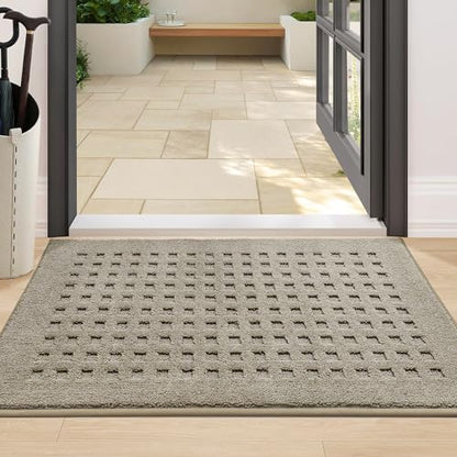 BEQHAUSE Dirt Trapper Door Mats 24"x36", Non Slip Washable, Beige - color: Beige, size: 24" X 36" (Rectangular)