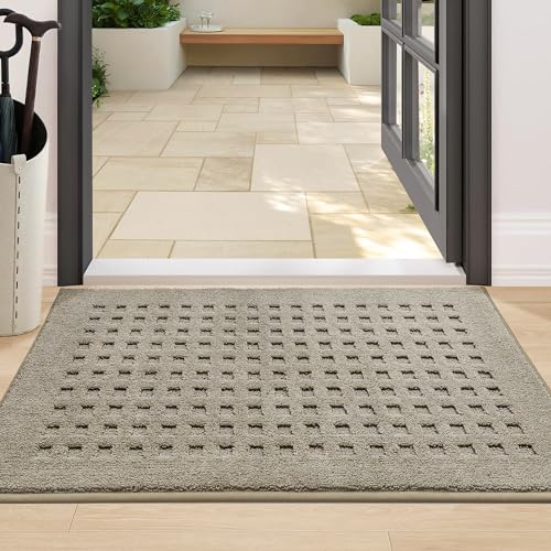 BEQHAUSE Dirt Trapper Door Mats 24"x36", Non Slip Washable, Beige - color: Beige, size: 24" X 36" (Rectangular)