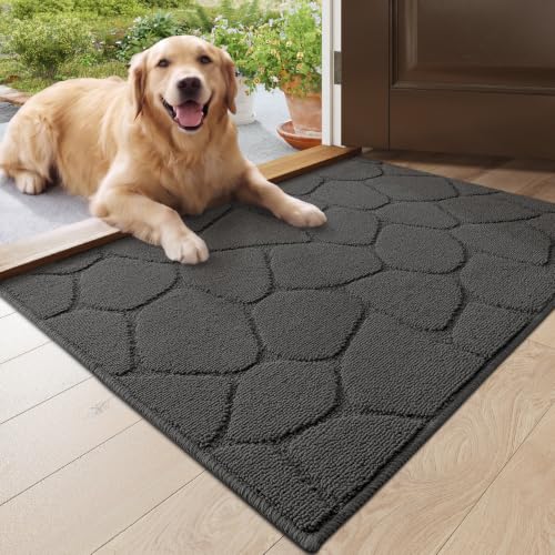 DEXI Front Door Mat Indoor Entrance, 24x36 Entryway Doormat, Pebble Grey - color: Pebble Grey, size: 24" X 36" (Rectangular)