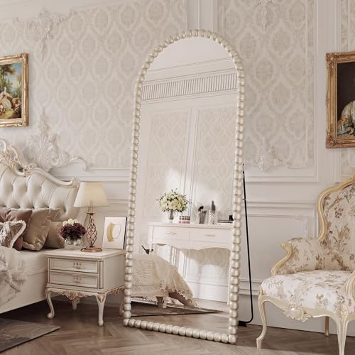 Antique Silver Full Length Mirror 71x28 in, Beaded Standing Mirror - color: Antique Silver