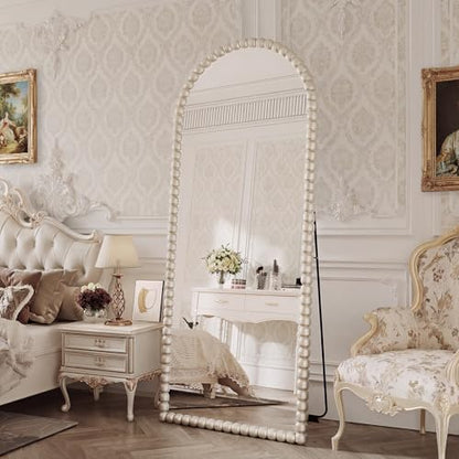 Antique Silver Full Length Mirror 71x28 in, Beaded Standing Mirror - color: Antique Silver