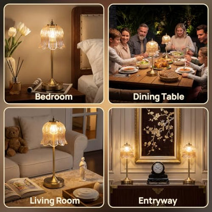 Flower Battery Operated Rechargeable Lamp Cordless, Tulip, Amber - color: Amber-Tulip
