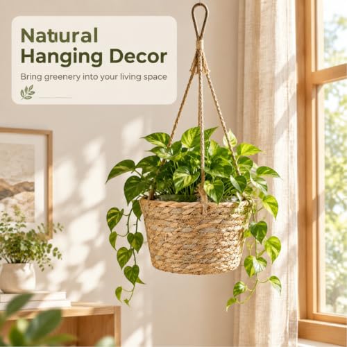 MY MIRONEY 2PCS Hanging Planter Basket, Khaki - size: 8.11" x 4.96"