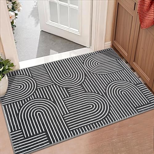 ROYHOME Modern 2x3 Washable Rugs for Entryway, Non Slip Soft Small Area Rug - color: Black, size: 2' x 3' (Rectangular)