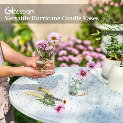 Glasseam Hurricane Glass Candle Holder 6Pcs Cylinder Vases for Centerpiece - color: 6, size: 4in