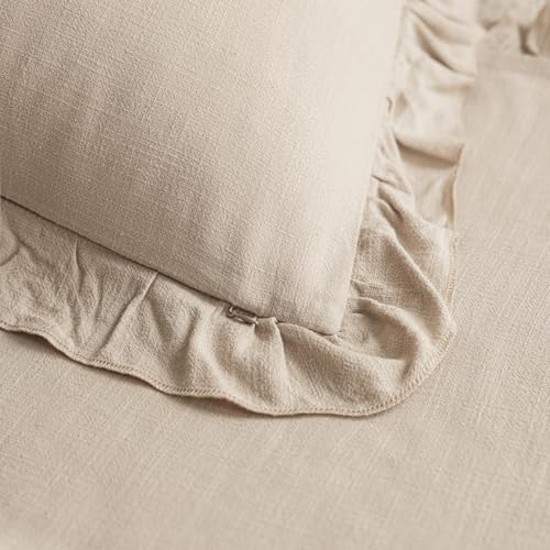 Foindtower Linen Fringe Ruffle Throw Pillow Covers 18×18 Inch Light Tan - color: Semolina, size: 18" x 18" (Pack of 2)