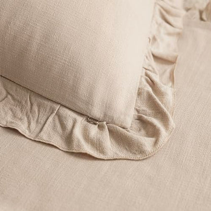 Foindtower Linen Fringe Ruffle Throw Pillow Covers 18×18 Inch Light Tan - color: Semolina, size: 18" x 18" (Pack of 2)
