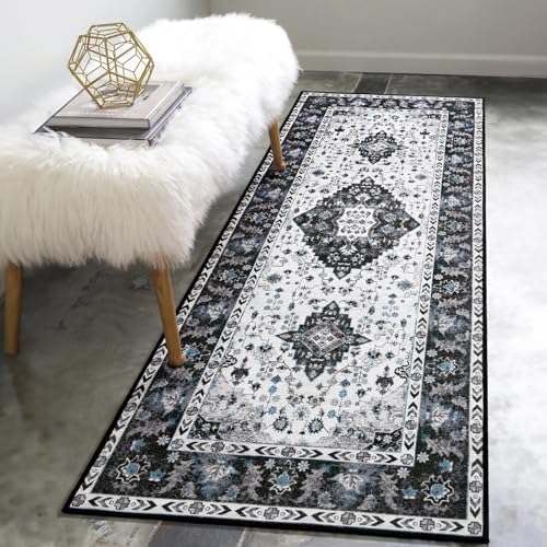 Amearea Vintage Design Runner Rugs for Living Room, 2x6 Black Runner Rug - color: Black, size: 2' X 6' (Runner)