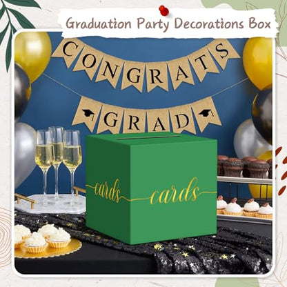 Elegant Green Graduation Card Box, Gold Foil Gift Card Box for Party - color: Z06 Green and Gold Foil