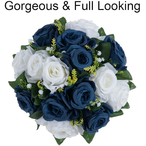 Flower Centerpieces Wedding Tables: Navy Blue & White, 2 Packs - color: Navy Blue & White