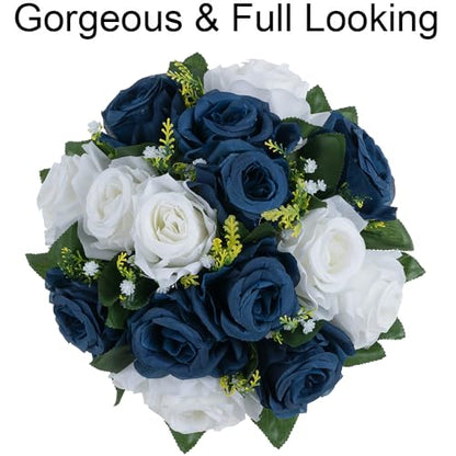 Flower Centerpieces Wedding Tables: Navy Blue & White, 2 Packs - color: Navy Blue & White