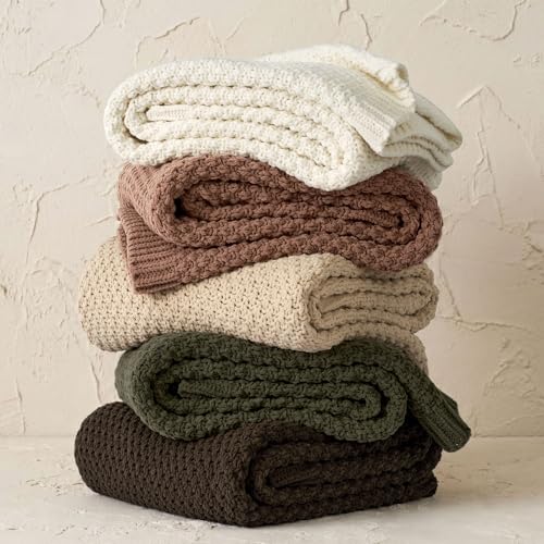 EVERGRACEHOME Chunky Chenille Knit Throw Blanket, 50 x 60, Cocoa Brown - color: Cocoa Brown, size: 50" X 60"