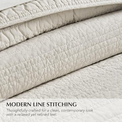 EVERGRACEHOME 100% Cotton Quilt Set Oversized Cal King, Birch - color: Birch, size: Oversized Cal King (118" X 102")