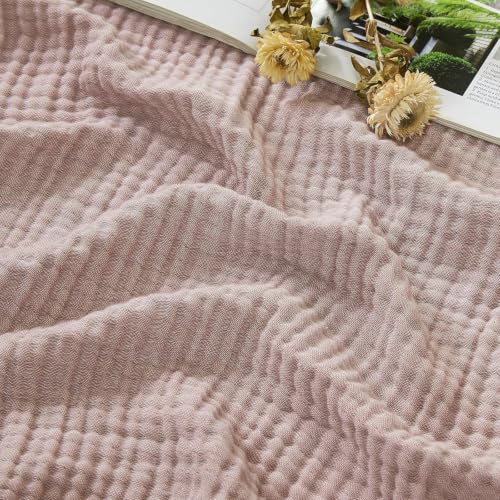 EMME Muslin Cotton Blanket Adults Heather Dusty Pink Throw XL 50"x70" - color: 06 - Dusty Pink, size: Large Throw (50" X 70")