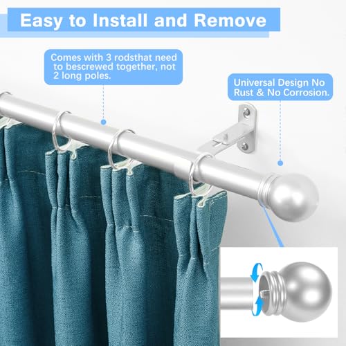Curtain Rods for Windows 16-48", 6/8 In Silver Curtain Rod, 2 Pack - color: Satin Silver, size: 48" - 6/8'' rod - 2 Pack