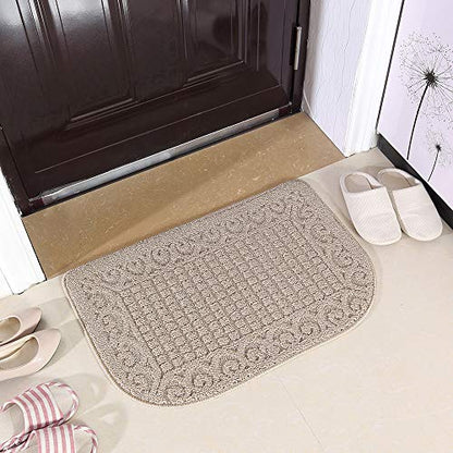 COSY HOMEER 27x18 Half Round Kitchen Rug,Non Slip Washable Mat,Beige 1PC - color: Beige, size: 1'6" x 2'3" (Semicircular)