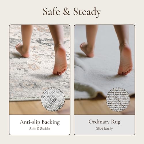 GENIMO 2'6"x8' Washable Runner Rug Non Slip for Hallway, Light Taupe Brown - color: Light Taupe Brown, size: 2'6" x 8' (Runner)