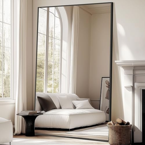 MirrMuse Oversized Standing Mirror Full Length, 76"X44" Extra with Stand - color: Black, size: 76"L x 44"W