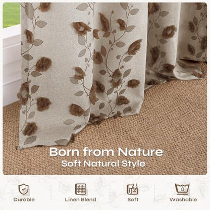 BGment Brown Fall Linen Curtains for Living Room 84 inches Long - 2 Panels - color: Brown, size: 52"W x 84"L (Pack of 2)