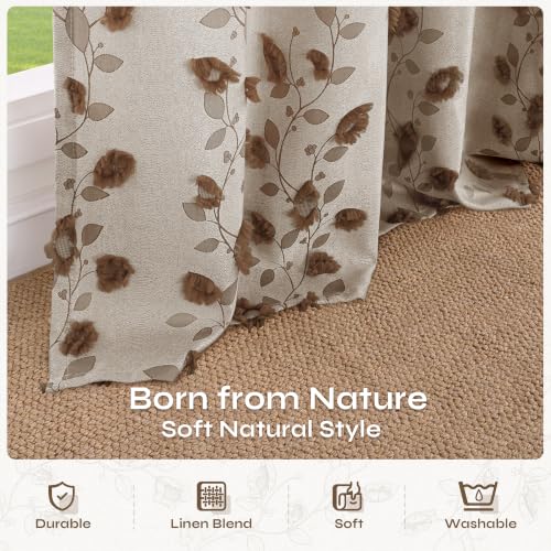 BGment Brown Fall Linen Curtains for Living Room 96 inches Long - 2 Panels - color: Brown, size: 52"W x 96"L (Pack of 2)
