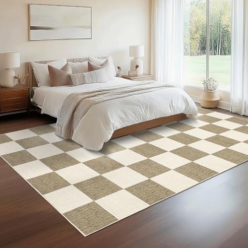Garvee Large Rugs for Living Room 10x13 Modern Rug Washable Rugs, Beige - color: Checkered - Beige, size: 10' x 13' (Rectangular)
