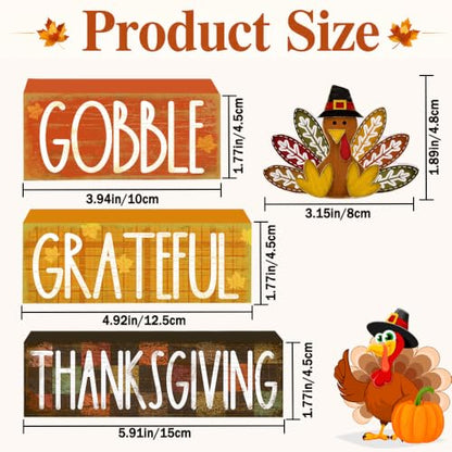 4Pcs Fall Table Decoration Thanksgiving Wooden Turkey Sign - style: Turkey