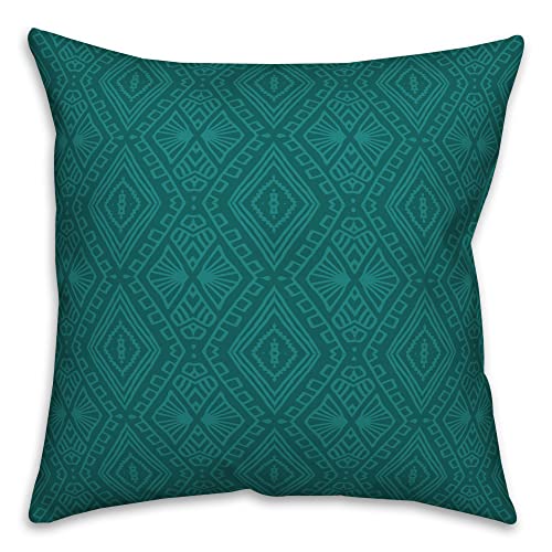 Teal Boho Tribal Throw Pillow | Decorative Pillows for Living Room Couch Bed Sofa, Fluffy Soft Cushion | Teal, 18x18