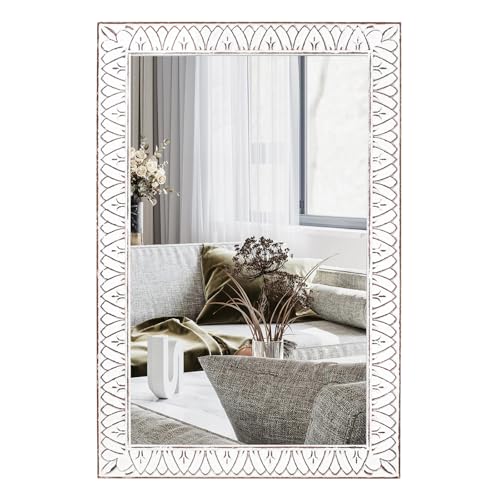 36x24 Inch Farmhouse Rectangle Wall Mirrors with Wooden Frame - color: I - Rectangular - 36x24 in
