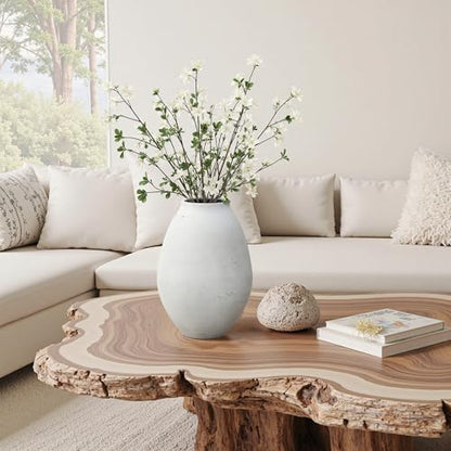 LuxenHome 13" Cement Large Floor Vase, Antique White Rustic Vases - color: White-b, size: 13 Inch