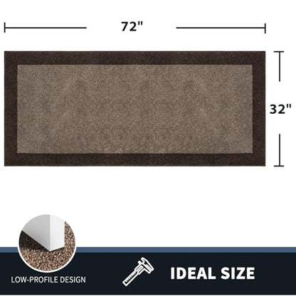 PURRUGS Hallway Runner Rug, 32" x 72", Grayish Brown & Coffee - color: Grayish Brown & Coffee, size: 32" X 72"