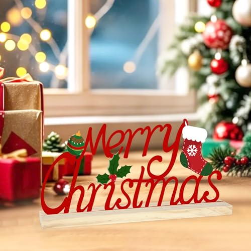 Metal Merry Christmas Sign, Merry Christmas Tabletop Decoration - color: XMAS