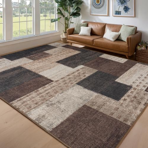 Modern Geometric Easy Jute Living Room Area Rug 8x10, Brown Outdoor Rug - color: Brown, size: 8x10ft