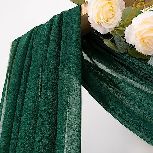 Sheer Wedding Arch Draping Fabric 29" x 20 FT 2 Panels Emerald Green - color: Emerald Green, size: 29"w x 240"l (Pack of 2)