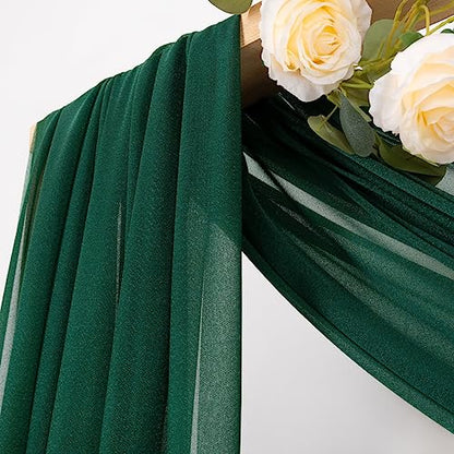 Sheer Wedding Arch Draping Fabric 29" x 20 FT 4 Panels Emerald Green - color: Emerald Green, size: 29"w x 240"l (Pack of 4)