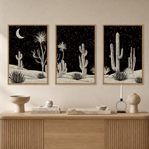DRACIT Southwestern Desert Cactus Framed Canvas Wall Art Set-16"x24"x3 - color: Desert Cactus Wall Art, size: 16"L x 24"W