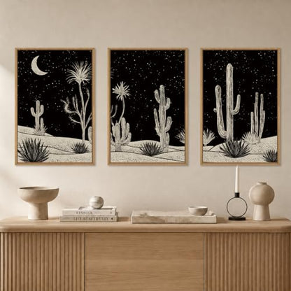 DRACIT Southwestern Desert Cactus Framed Canvas Wall Art Set-16"x24"x3 - color: Desert Cactus Wall Art, size: 16"L x 24"W
