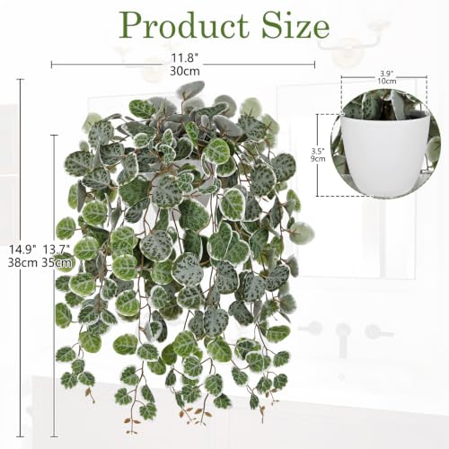 Briful Artificial String of Hearts Plant in Plastic Pot, 15inch Green - color: Green-plastic White Pot