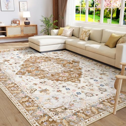 Amearea Vintage Design Area Rugs for Living Room, 4x6 Gold Bedroom Rug - color: Gold, size: 4' X 6' (Rectangular)